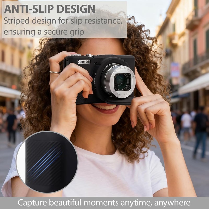 Frevyve Case for Canon G7X Mark III Camera, Soft Silicone Protective Case, Powershot G7X Mark III Sleeve with Removable Lens Cover & Screen Protector Accessories, Slim Fit, Anti-Scratch (Black) - Image 2